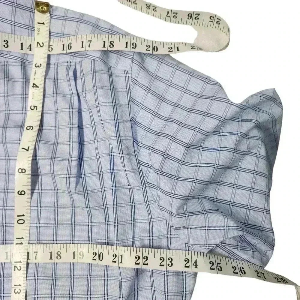 Nordstrom Smartcare Button Shirt Size 16 33 Wrinkle Free Cotton Blue White *READ - Picture 7 of 11